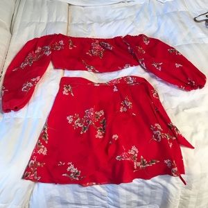 Crop top and skirt matching set